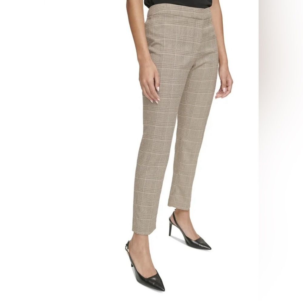 Calvin Klein Mid-Rise Straight Leg Pants Plaid Luggage Multi 16 NWT